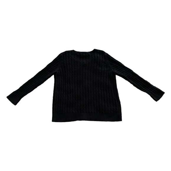 TALBOTS Womens' Vintage 90s Navy Blue 3 Button Cable Knit Cardigan Petite Large - Picture 4 of 4